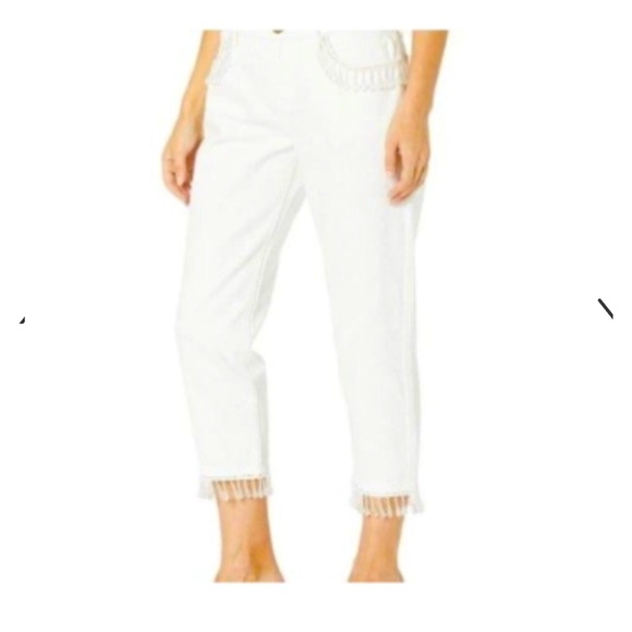 JUICY COUTURE BLACK LABEL White Fringe Embellished Boyfriend Jeans Size 26. - Picture 6 of 10